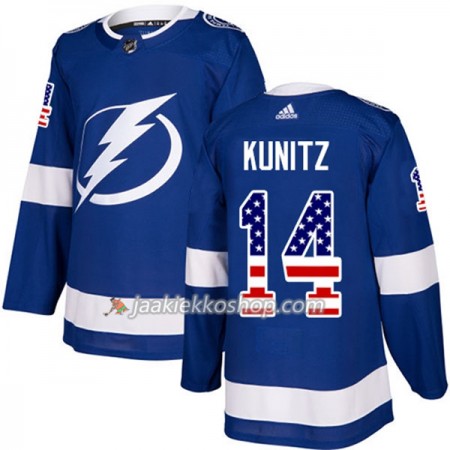 Miehille NHL Tampa Bay Lightning Pelipaita Chris Kunitz 14 Adidas 2017-2018 Sininen USA Flag Fashion Authentic